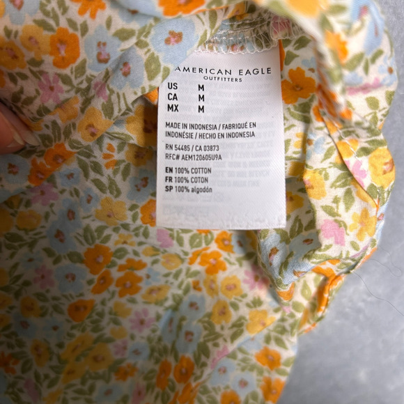 American Eagle Floral Button Up Womens Medium Lightweight Bloomcore Maximalist - Picture 4 of 7